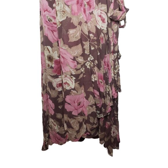 NWT Together Layered Sheer Floral Wrap Dress, Brown Sz 10 (1253) - Picture 5 of 7
